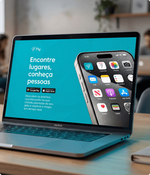 Fly - Landing page e presença nas app stores