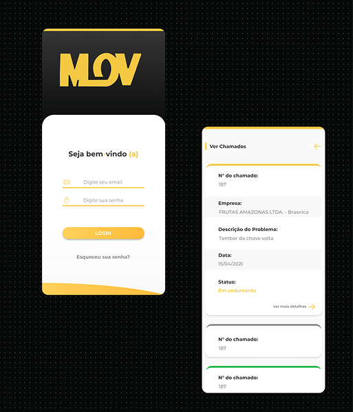 Grupo MOV - Telas de login e chamados